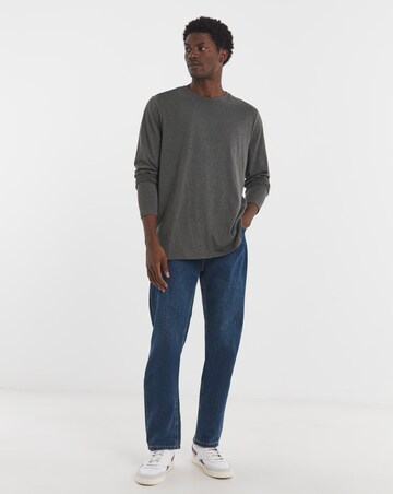 Long Sleeve Crew Neck T-Shirt Long Length- Charcoal