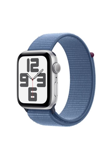 Apple Watch SE GPS 44mm Silver Aluminium Case, Winter Blue Sport Loop