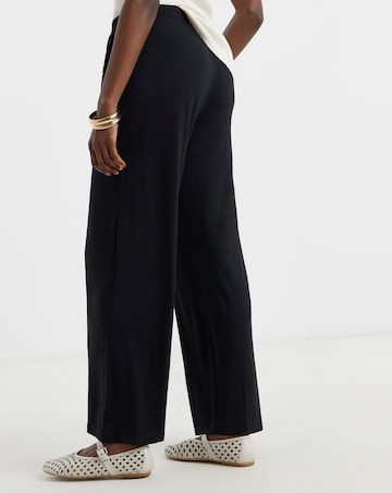 Black Jersey Wide Leg Trousers
