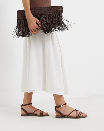 Toni Strappy Hardware Detail Flat Sandals - Wide Fit (E)