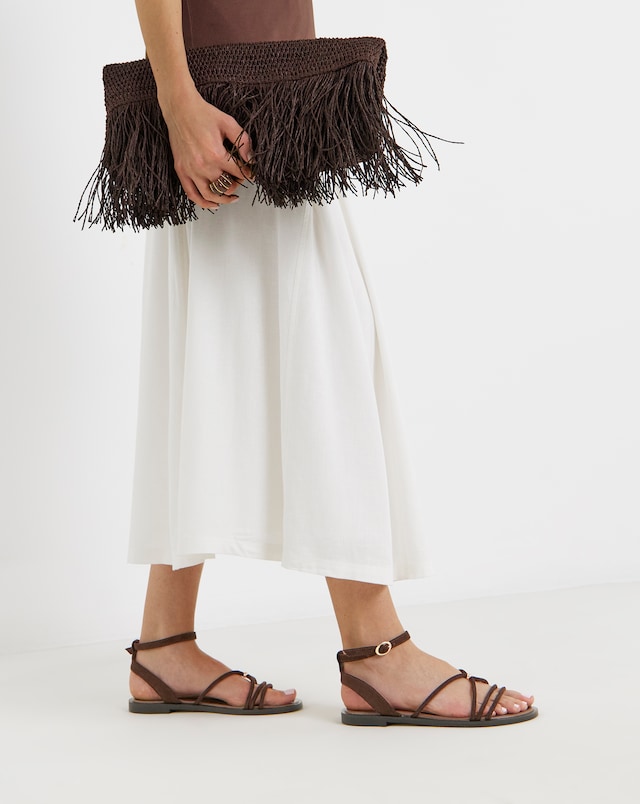 Toni Strappy Hardware Detail Flat Sandals - Wide Fit (E)