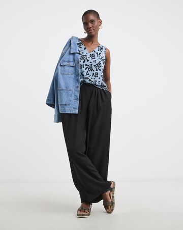 Printed V Neck Woven Vest