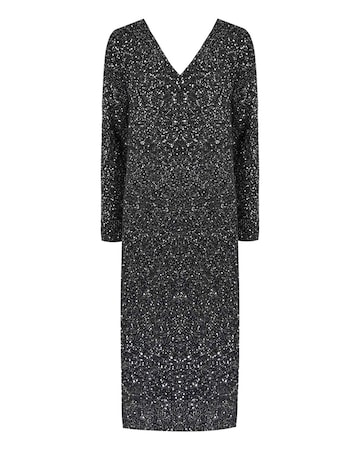 Ro&Zo Sparkle Sequin V-Neck Knitted Dress
