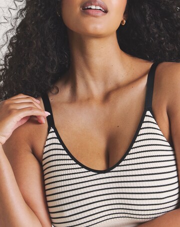 Pretty Secrets 2 Pack Knitted Stripe Comfort Tops - Black/Black Stripe