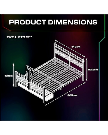 X Rocker Basecamp RGB Double Bed - Black