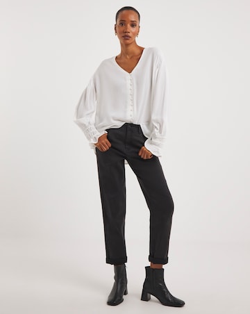 Ivory Button Through Dipped Back Blouse
