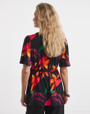 Angel Sleeve Button Front Longline Top