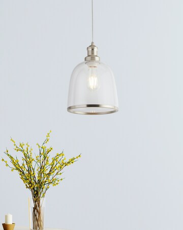 Clear Glass and Brushed Chrome Band Pendant