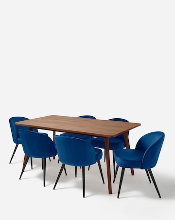 Oslo Dining Table with 6 Emilie Velvet Chairs