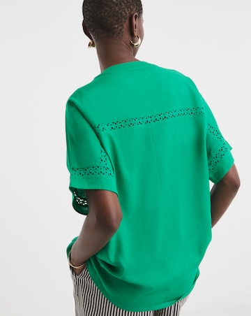 Crochet Trim Linen Mix Tunic Top