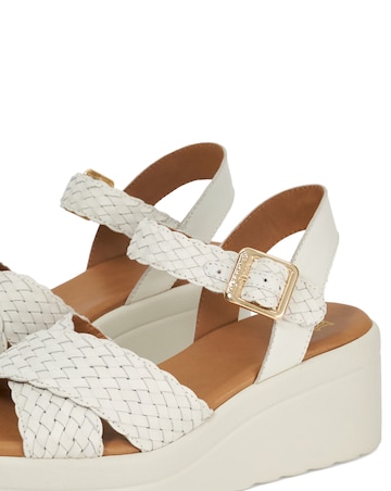 Dune Kinleys Ecru Leather Woven Flatform Sandals - Standard Fit (D)