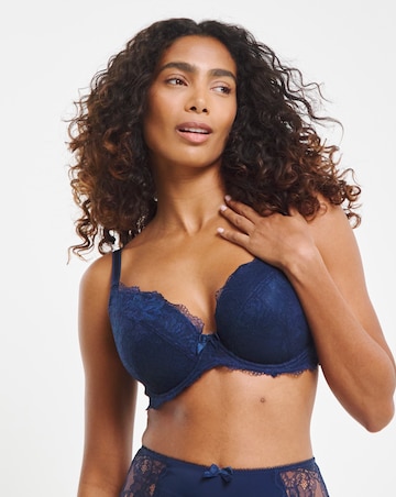 Pretty Secrets (2 Pack) Ella Lace Padded Plunge Wired Bras (B-F ) Aqua/Blue