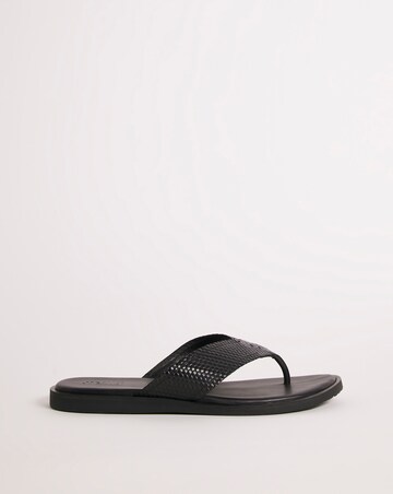 Black Embossed Leather Toe Post Wide