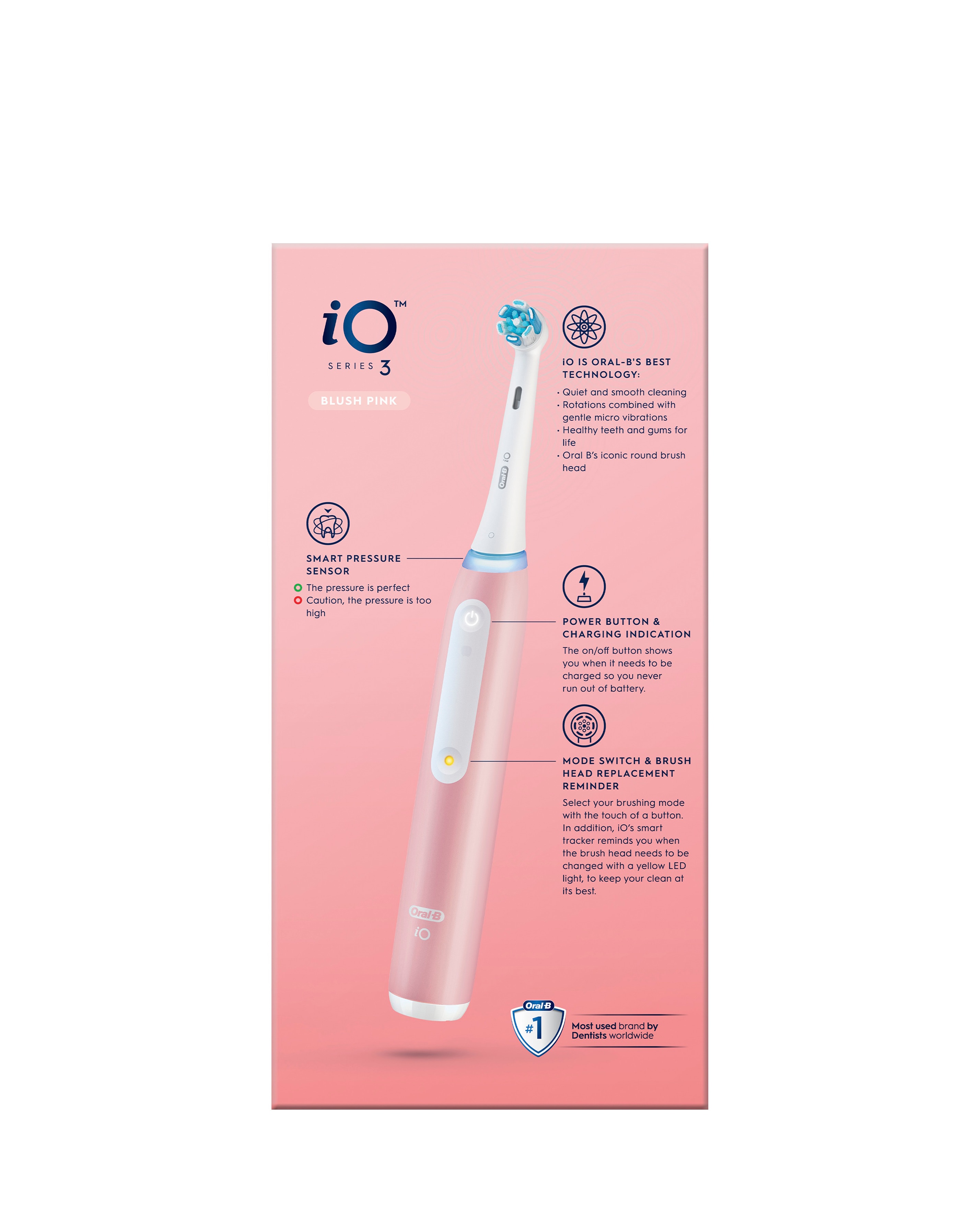 Oral-B iO3 Blush Pink Electric Toothbrush | JD Williams
