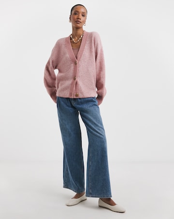 Striped Ribbed V Neck Cardigan