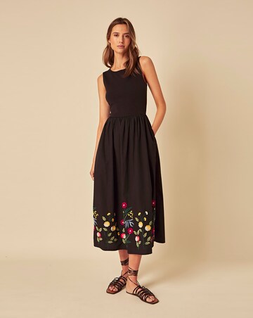 Nobody's Child Embroidered Hem Midi Dress