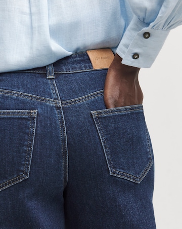 Raw Indigo Stretch Wide Leg Turn Up Jeans
