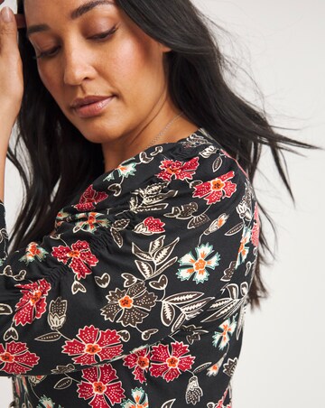 Joe Browns Black Floral Printed Long Sleeve Jersey Dress