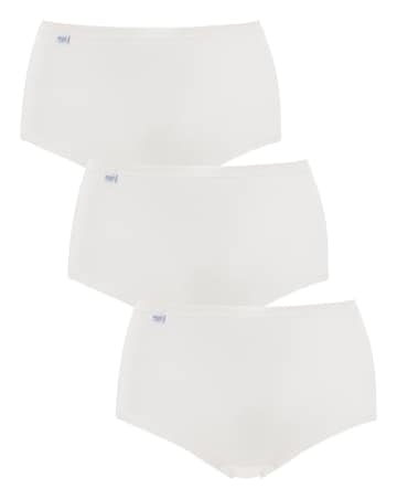Sloggi 3 Pack Cotton Basic Maxi Knickers, Black, Skintone or White