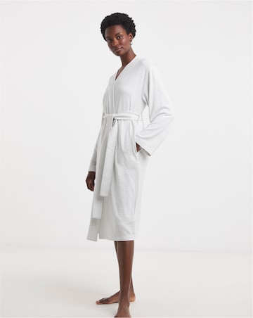 Lightweight Dressing Gown Grey Marl Stripe