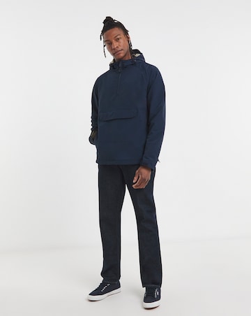 Navy Overhead Hooded Zip Detail Lightweight Jacket
