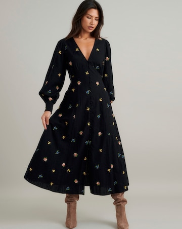 Nobody's Child Shannon Embroidered Midi Dress