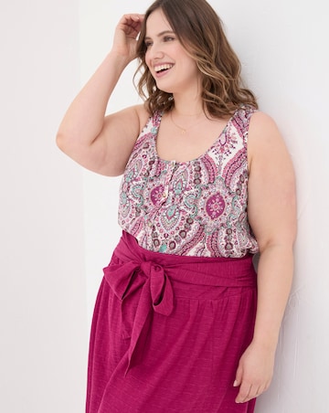 FatFace Flora Cotton Linen Detail Paisley Top