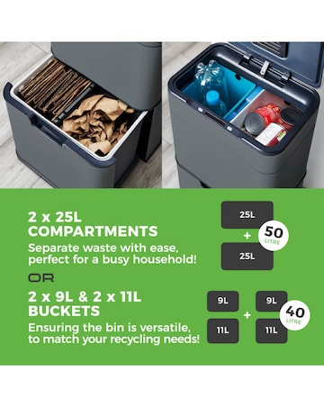 Tower 50L Ozone Recycling Sensor Bin Grey