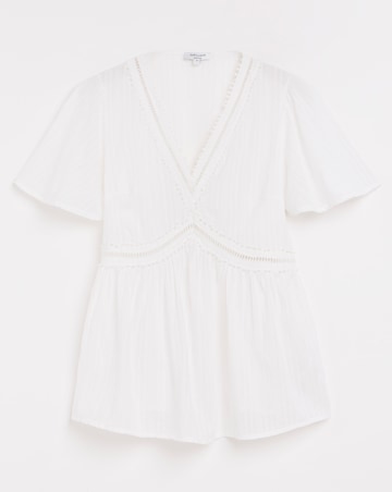 Trim Detail Flutter Sleeve Top