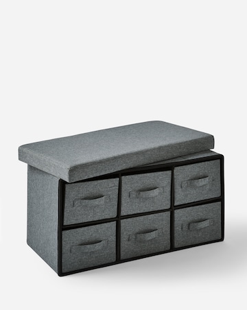 Faux Linen Drawer Ottoman