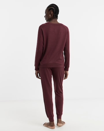 Figleaves Supersoft Rib Lounge Set Burgundy