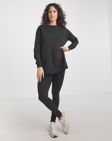 Black Side Zip Longline Sweatshirt