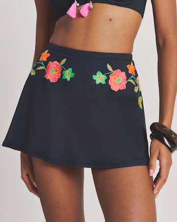 Figleaves Embroidered Bikini Skirt With Built In Brief