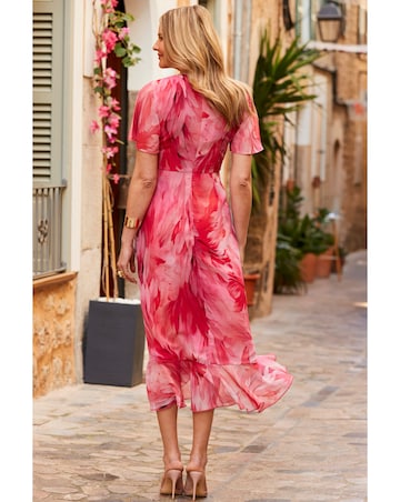 Sosandar Tie Waist Ditsy Floral Dress