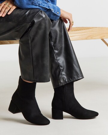 Anastasia Low Block Heel Ankle Boots - Wide Fit (E)