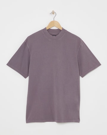 Relaxed Fit Acid Wash T-Shirt- Mauve