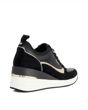 Dune Ellaina Black Wedge Lace Up Trainers