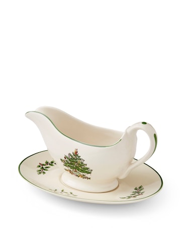 Spode Christmas Tree Gravy Boat and Stand