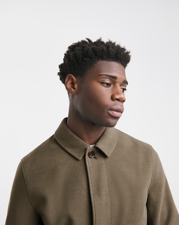 Faux Wool Mac with Cuff Tabs