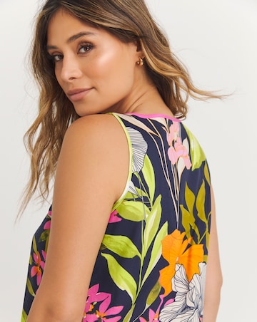 Cyberjammies Woven Floral Print Long Chemise Navy Mix