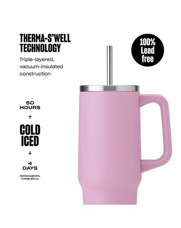 S'well XL Tumbler, 1.1 Litre, Hydrangea Pink