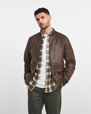 Brown Leather Bomber