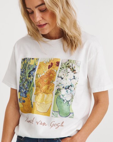 White Van Gogh Flowers Graphic T-Shirt