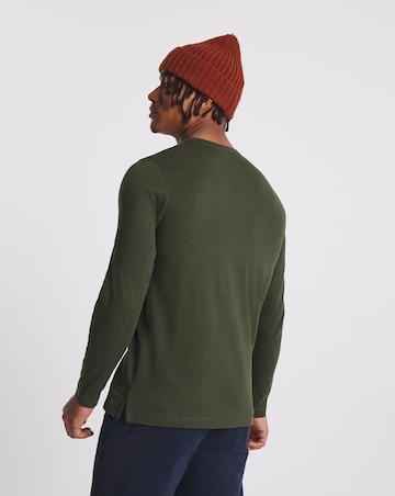 Long Sleeve Grandad T-Shirt Long Length- Khaki