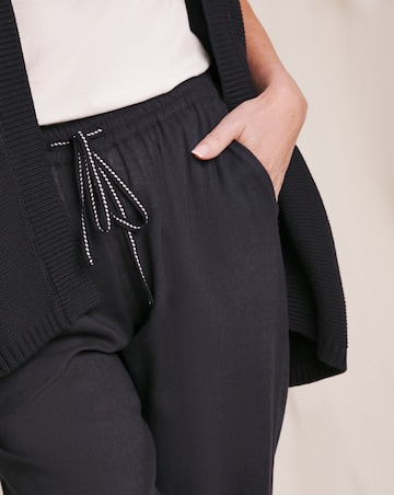 Julipa Navy Tapered Linen Mix Trousers