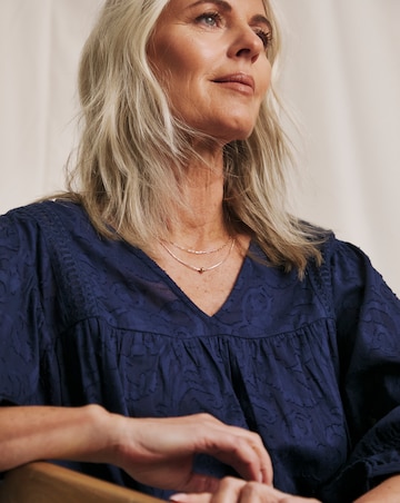 Julipa Pure Cotton Volume Sleeve Textured Blouse