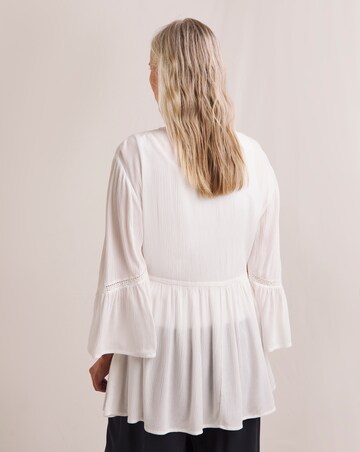 Julipa Crinkle Lace Trim Tie Front Kimono