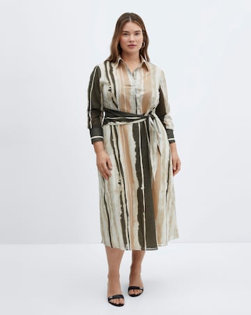 Mango Zoey Tie-Dye Stripe Midi Shirt Dress