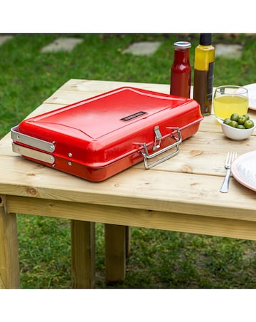 George Foreman Portable Red Briefcase Charcoal BBQ