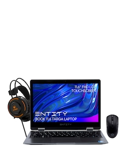 Entity 11.6in Yoga Intel 128GB Windows Laptop, Wireless Mouse and Headset Bundle